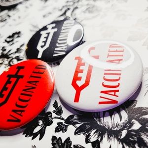 Set of 3 Vaccinated Covid 19 2.25" Buttons